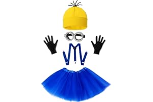 WISHTEN 5 PCS Halloween Costume for Kids Girls,Goggles/Beanie/Tutu Skirt/Suspenders/Gloves Halloween Costume Accessories