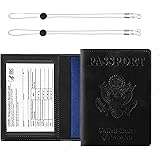 Passport and Vaccine Card Holder Combo, labato Passport Holder with Vaccine Card Slot PU Leather Passport Cover for…