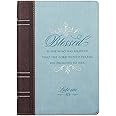 Blessed Is She Luke 1:45 Bible Verse Blue Faux Leather Journal w/Ribbon Inspirational Zippered Notebook w/Lined Pages, 6.5 x 