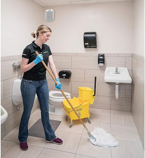 SIMPLI-MAGIC COMMERCIAL MOP BUCKET WITH SIDE PRESS WRINGER, 36 QUART – 50,000 CYCLES WRINGER – INDUSTRIAL MOP BUCKET WITH WHEELS, YELLOW, 79538A