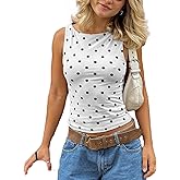 VFURYGD Women Vintage Polka Dot Tank Top Y2K Crop Top Slim Fit Vest Going Out Top