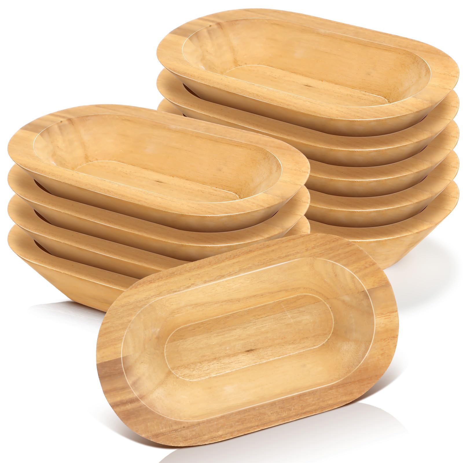 Photo 1 of Nuogo 10 Pack Wooden Dough Bowls Bulk 8.5 Inch Rustic Dough Bowls for Wedding DIY Candle Home Crafts Making Farmhouse Fruits Supplies Decoration(Khaki)