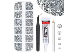 qiipii Silver Clear Resin Rhinestones w B7000 Jewelry Glue for Bedazzling Crafting Crystal White Flatback Stones 2mm 3mm 4mm 5mm 6mm Diamonds Gems Charms for Nails Face Makeup Tumblers Bottles Crafts