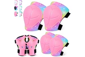 FIODAY Kids Knee and Elbow Pads Wrist Guards Adjustable Protective Gear Set for Girls Boys Inline Skating Biking Skateboard Scooter