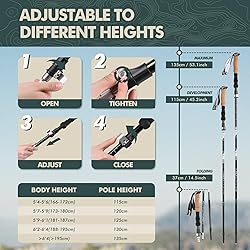 GPTCAMP Nordic Walking Stick, TPZ-1, Black 2pc