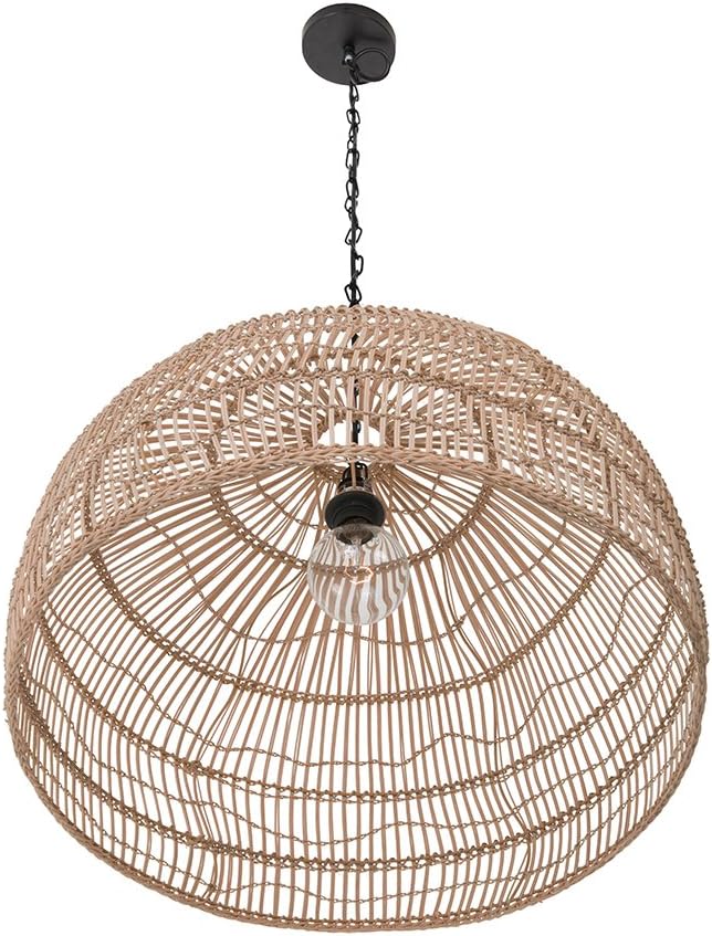 KOUBOO 1050100 Open Weave Cane Rib Dome Hanging Ceiling Lamp, One Size, Wheat - - 