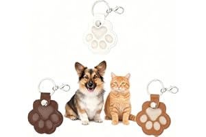 3 PCS Pet Hair Collector Keychain Charm Memorial Storage Box,Cute Leather Paw Keychain Dog Hair Keepsake Keyring,Cat Fur Memo