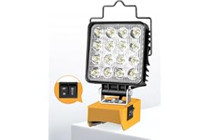 TANBABY LED Work Light for Dewalt 20v Battery, 4800LM Dual Switch Battery Protection Cordless Work Light, 48W Flood Lighting Flashlight with USB & Type C Charger Port for Workshop, Camping, Outdoor