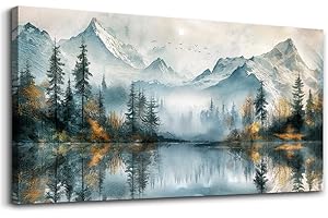 MHARTK66 Large Wall Art For Living Room Canvas Wall Decor For Bedroom Modern Office Decorations Forest Trees Landscape Pictures Lake View Wall Paintings Canvas Artworks Ready To Hang Home Decor
