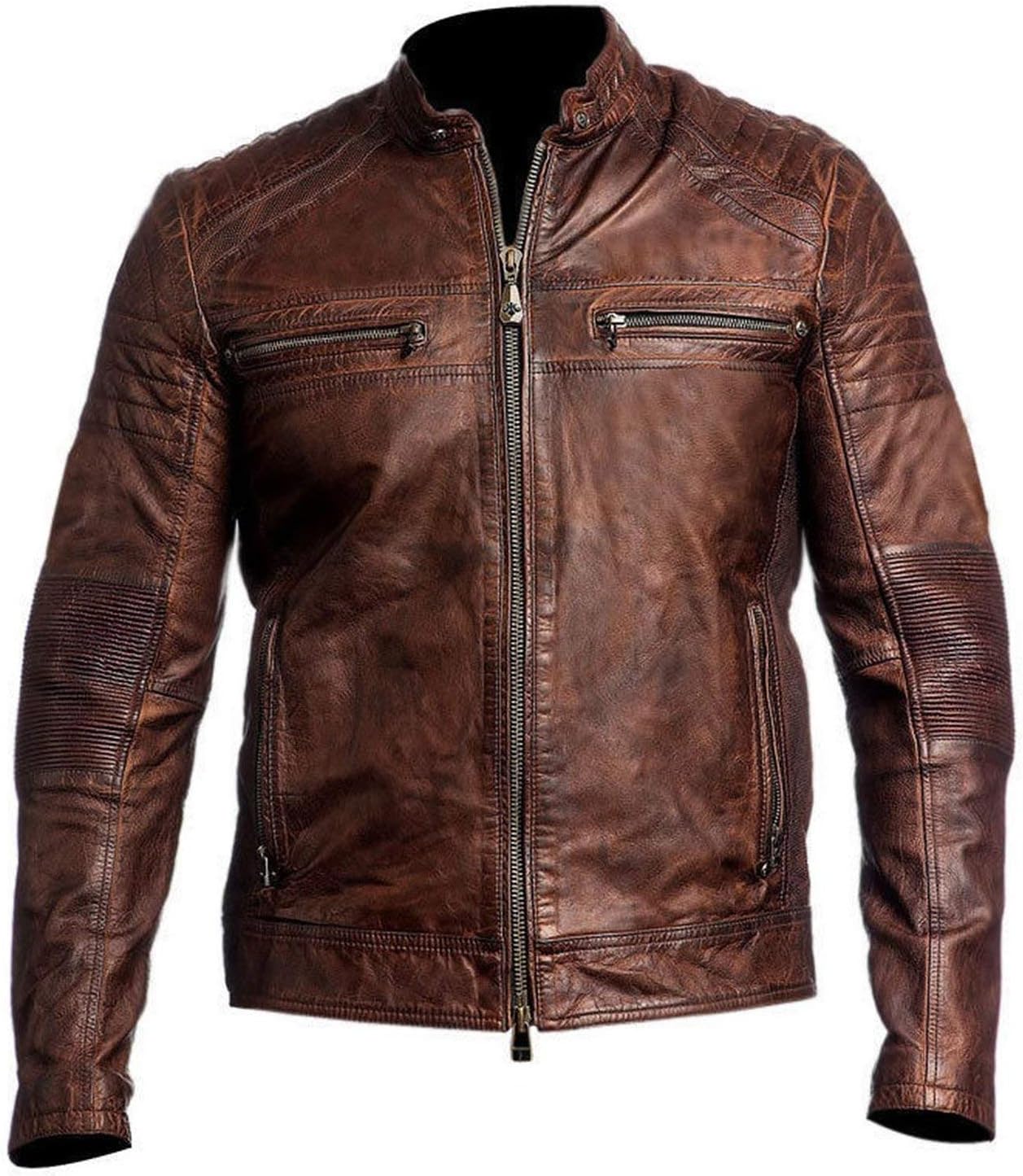 Mens Cafe Racer Jackets | Moto Jackets - Cafe Racer Lambskin Jacket | Biker Leather Jacket