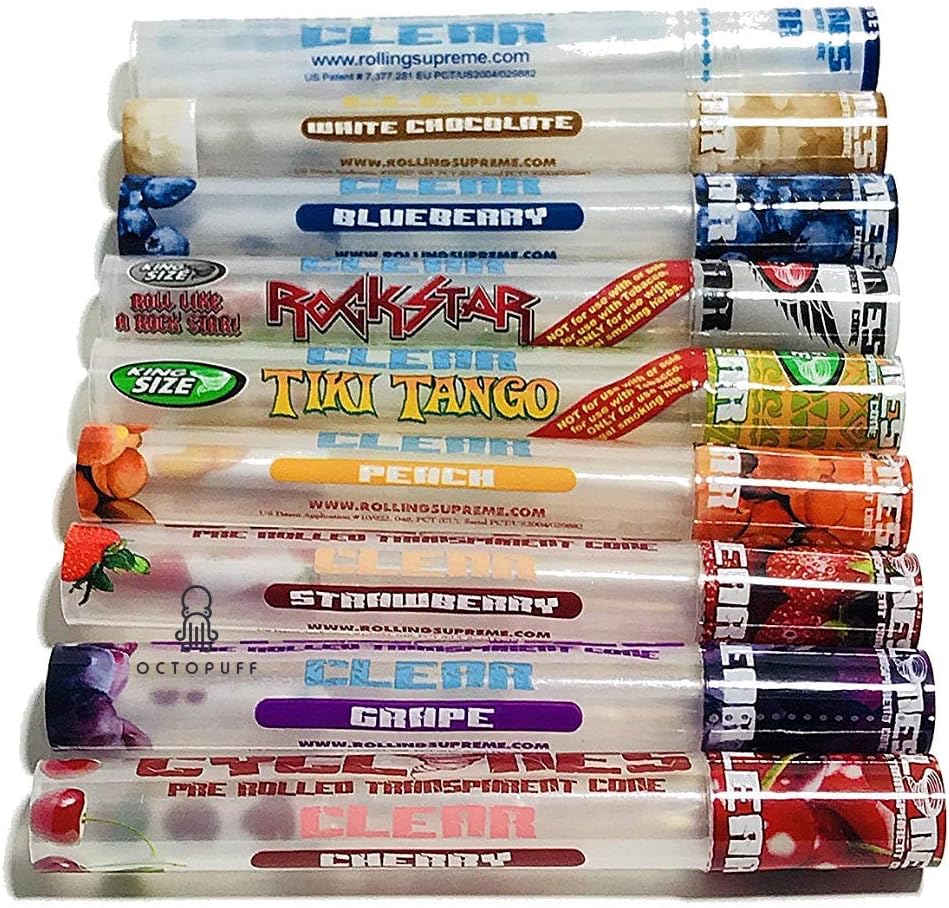 OCTOPUFF 5 x Cyclones Clear Pre Rolled Transparent Cones in 5 Various Flavour