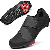 VikoViren Unisex Cycling Shoes Compatible with Peloton Bike with Single Hook & Loop Strap and Delta Cleats Included Perfect for Indoor Road Riding Bike Shoes for Men Women
