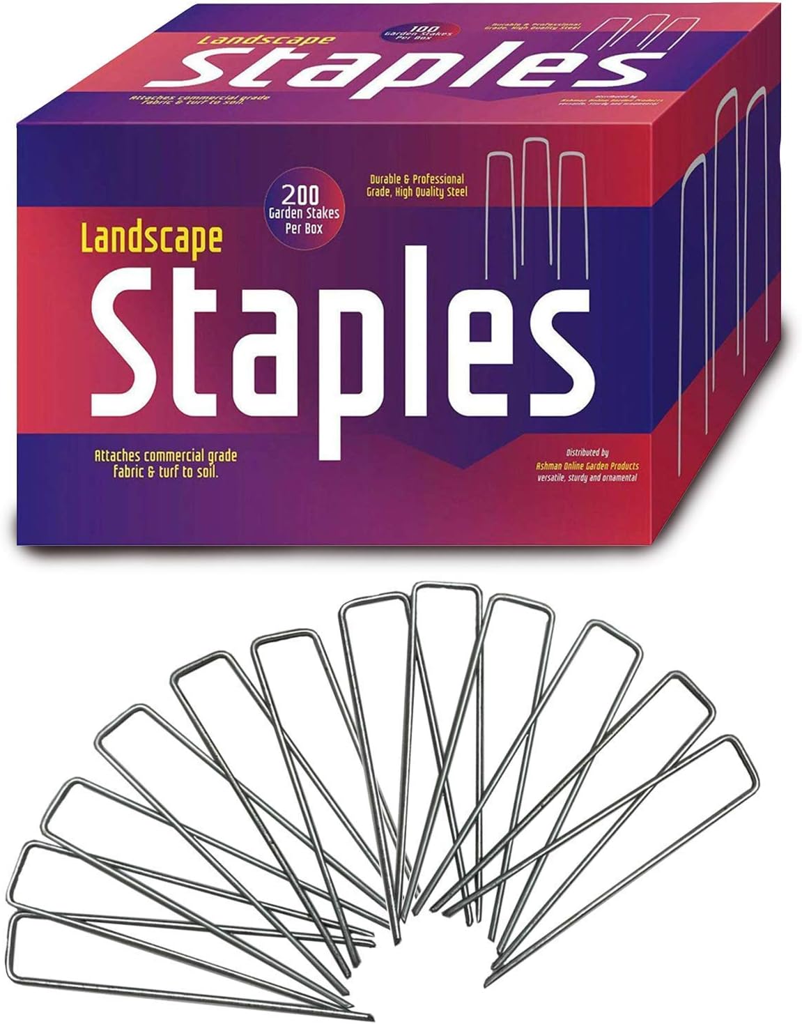 Ashman Garden Landscape Staples Stakes Pins SOD Staples for Weed Barrier Fabric, Ground Cover, Garden Hose, Lawn Drippers, Drip Irrigation Tubing, 200 Count Heavy Duty & Anti Rust : Garden & Outdoor