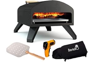 Bertello Outdoor Pizza Oven + Pizza Peel + Weatherproof Cover + Therm - Combo