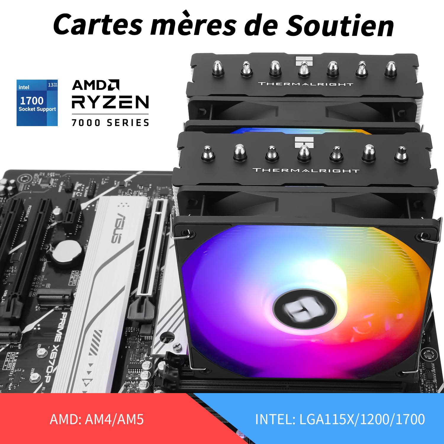 Thermalright Phantom Spirit 120SE ARGB CPU-Luftkühler, 7 Heatpipes CPU-Kühler, Dual 120mm TL-C12B-S V2 PWM-Lüfter, AGHP 4.0 Technologie, für AMD AM4/AM5/Intel lga1851/1700/1150/1151/1200, PC-Kühler 4