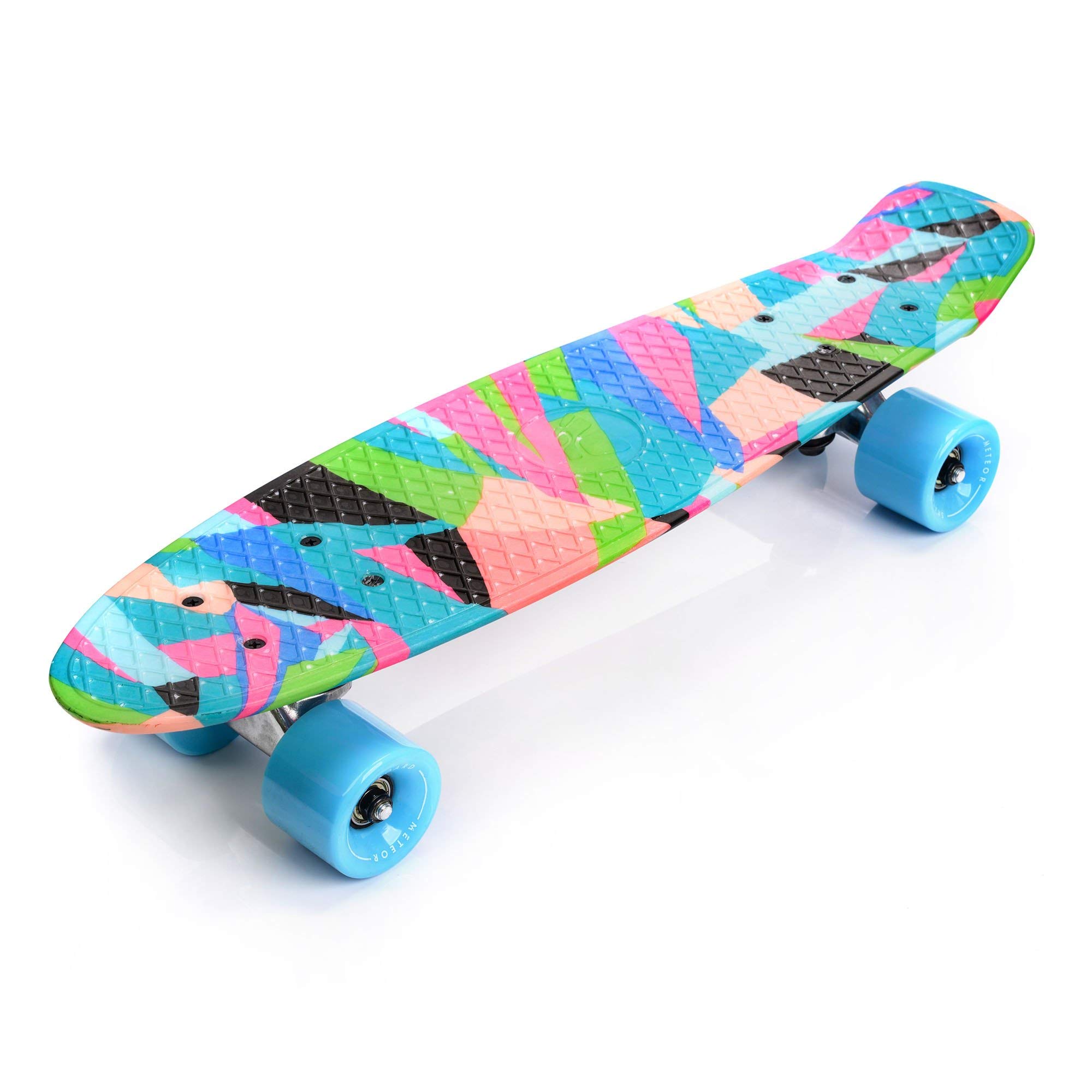 Meteor Kids skateboard 56 cm / 22 – Plastic Lightweight Cruiser for City Riding, Mini skateboard with Anti-Slip Deck, Penny board Shock-Absorbing PU Wheels — image 1