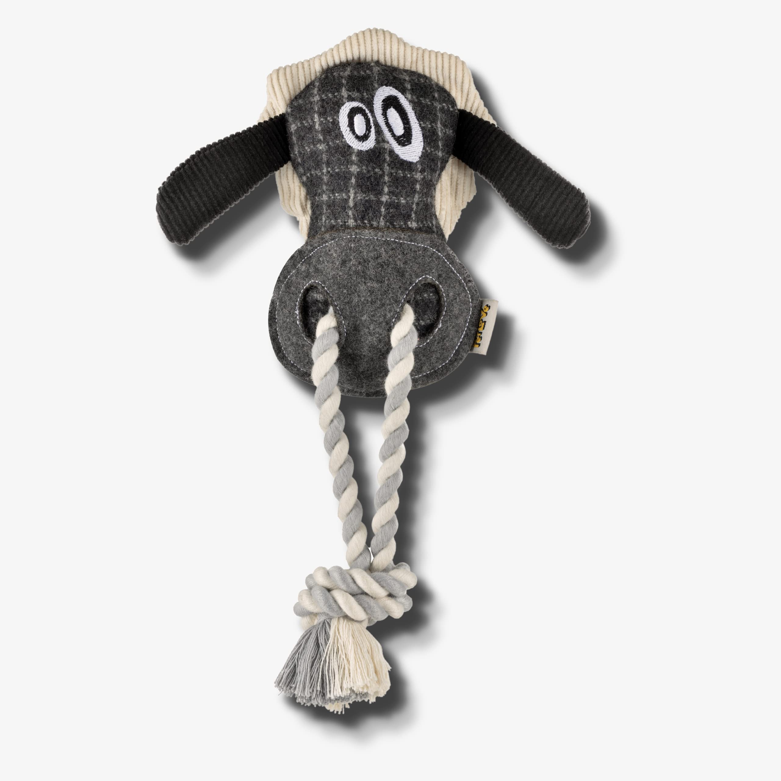 PetLove Wonky Woolies Tuggerz Sheep, Durable Plush and Rope Dog and Puppy Toy with squeaker, 100Percent recycled materials