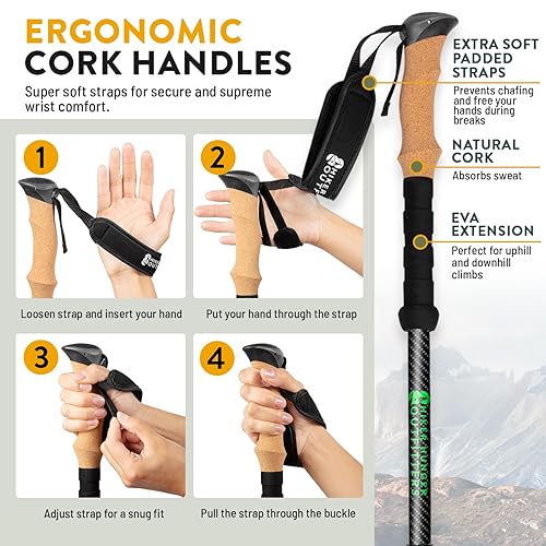 Hiker Hunger Carbon Fiber Trekking Poles Collapsible Walking