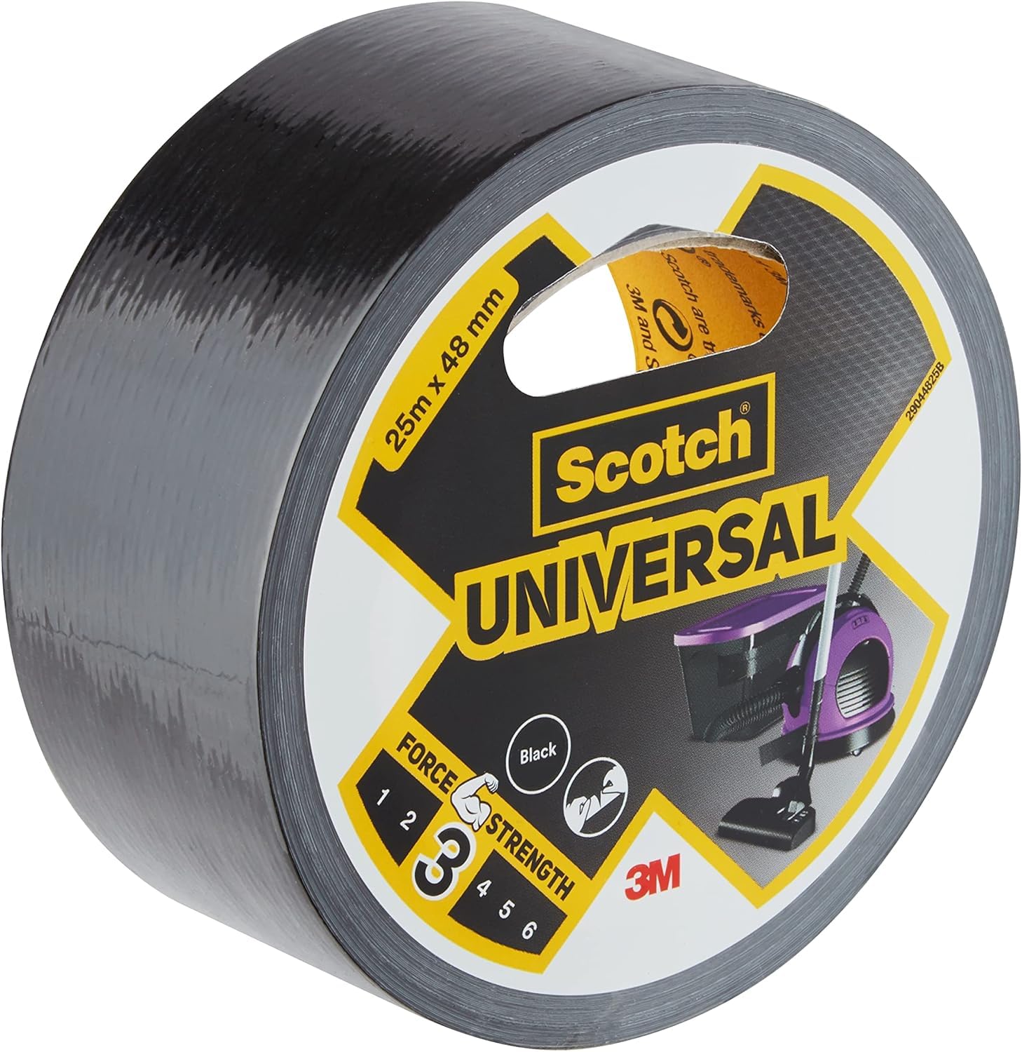 Scotch Universal Duct Tape, Black - 1 Roll, 25 m x 48 mm, Indoor Use, Strong Adhesive, Durable, Waterproof for Long-Lasting Repairs