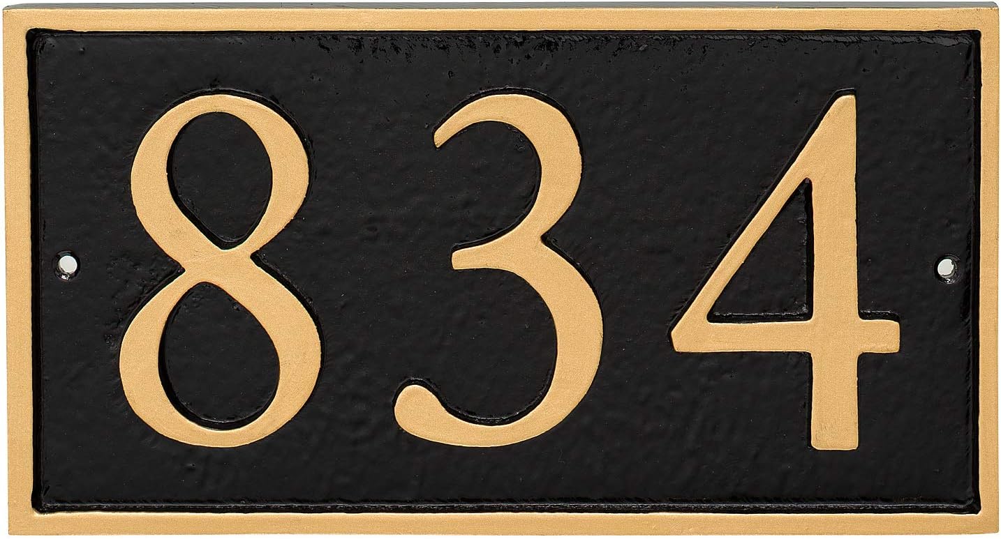 Address Signs - Address Number Store, Powder Coated Aluminum Horizontal Rectangle Economy Series Address Plaque, Serif Font, Holds up to 3 Characters