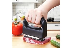 1PC Stainless Steel Meat Tenderizer with 48 Sharp Blades - Effortless Tenderizing for Steak, Chicken & More - Essential Kitch