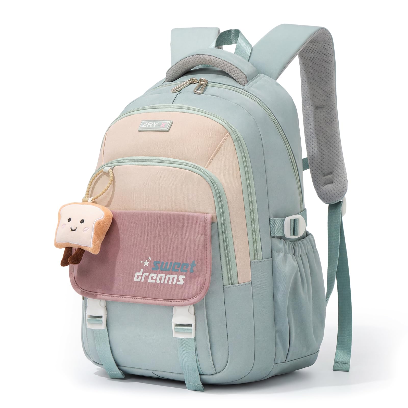 Amythe Schulrucksack Teenager - Schulranzen Mädchen ab 5. Klasse, Grün 8