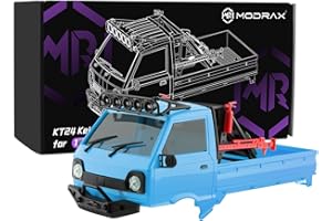 ModRax KT24 1/24 Kei Truck Hard Body Shell Kit with Roll Cage & LED Lights - Compatible with Axial SCX24, C10, Bronco, Wrangl