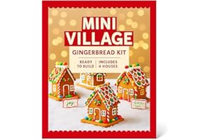 GENERIC Mini Village Gingerbread House Kit – 4 Mini Houses to Build & Decorate – Includes Cookies, Icing, Candy & Sprinkles – Fun Christmas Activity for Kids & Families – Holiday Baking & Decorating Kit