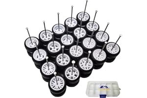 XYELKW 1/64 Wheels and Tires Set, 10-Pack 1 64 Scale Wheels with 10 for 1/64 Diecast Cars Upgraded and Modified Rubber Tires(Diameter 0.43in/11mm) (White)