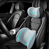 AZNZKEZHU 2025 Car Headrest & Lumbar Support Cushion, Car Lumbar Support Pillow and Neck Pillow Kit, Ergonomic Seat Headrest and Backseat for Neck Back Pain Relief (Blue)