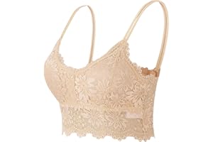 Gaexia Lace Bralette Top Lace Bralettes for Women Wireless Bralette Floral Non Padded Lace Cami Bandeau Bras with Straps
