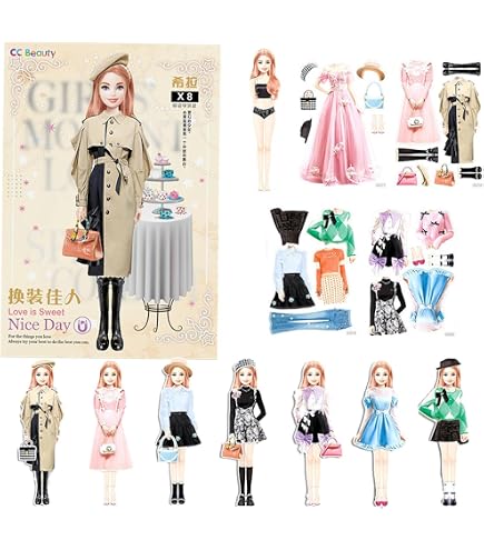 Poupées En Papier Magnétiques - Jeu D'habillage Princesse, Plus De 30 Accessoires, Pour Filles 3-12 Ans, Cadeau Anniversaire/Noël