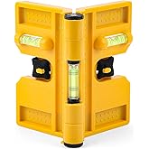 QualiapeX Magnetic Post Level, 270° Adjustable Folding Post Level with 3 Vials, Elastic Loop for Hands-free Work
