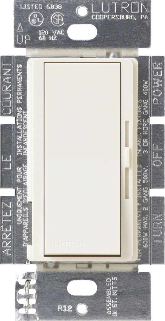 Lutron DVFSQ-F-WH Diva 1.5 A 3-Way Single Pole 3-Speed Fan Control, White - Ceiling Fan Wall Controls - 