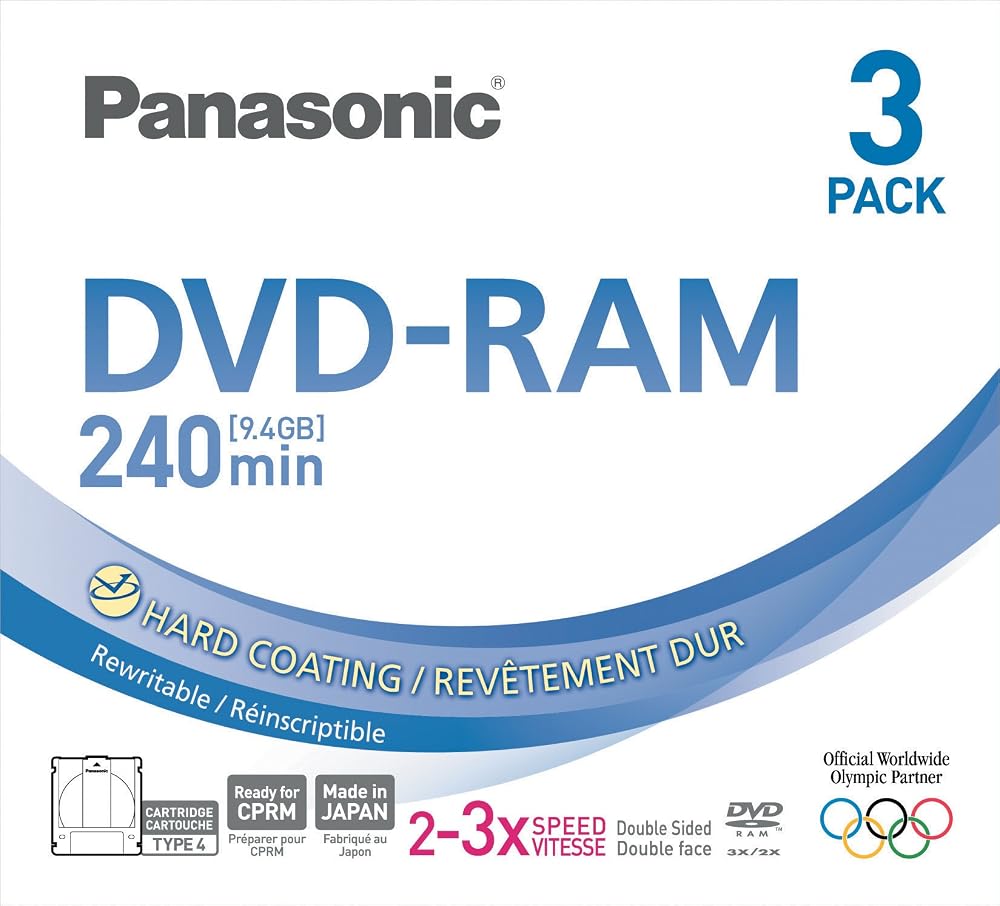 Panasonic DVD-RAM 9.4GB Double Sided 3x Speed Disc 3 Pack