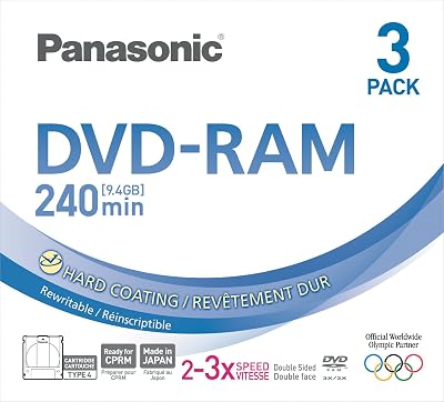 Panasonic DVD-RAM 9.4GB Double Sided 3x Speed Disc 3 Pack