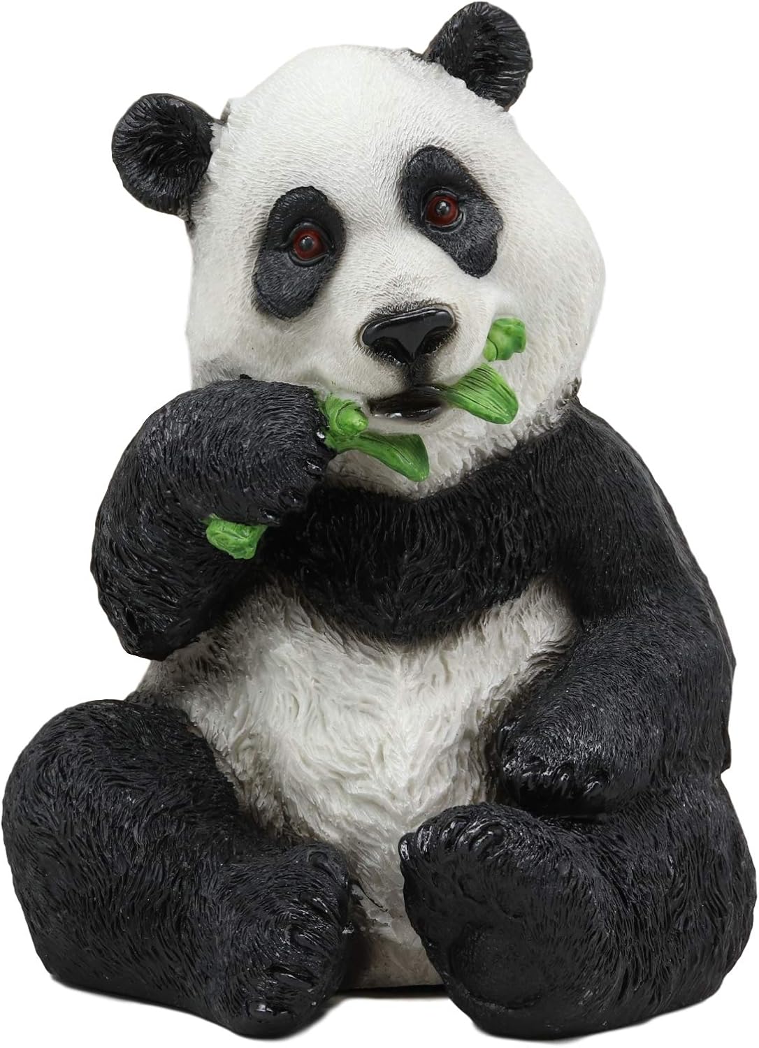 Ebros Realistic Lifelike Adorable China Giant Panda Bear Eating Bamboo Statue 8.25" H with Glass Eyes Hand Painted Eastern Mountain Pandas Bears Decor Figurine Endangered Animal Species Sculpture