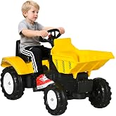 Aosom Ride On Excavator with Manual Control Bucket for Ages 3-6 Yellow | No Power Ride on Tractor Pedal Car, Pretend Play, Forward Backward