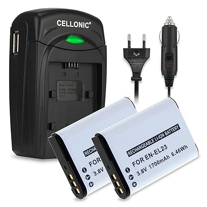 subtel 2X Akku EN-EL23 + Ladegerät MH-67P kompatibel mit Nikon Coolpix B700 Coolpix P600 Coolpix P610 Coolpix P900 Coolpix S8