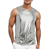 SEAUR Men's Sequin Tank Top Sleeveless Shirt Glitter Undershirt Disco Vest Nightclub Rave Outfits