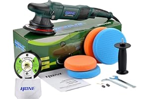 HONE Car Polisher, 15mm Long-Throw Random Orbital Buffer for Car Detailing, 6"/5"/850W Dual Action Polisher with Variable Speed - HNPR615B