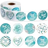 500Pcs Blue Thank You Stickers,Watercolor Blue Theme 1.5 Inch 8 Designs Baby Shower Birthday Party Favor Labels,Floral Envelope Sealing Adhesive Stickers Gifts Wrap Tags for Business Bridal Wedding