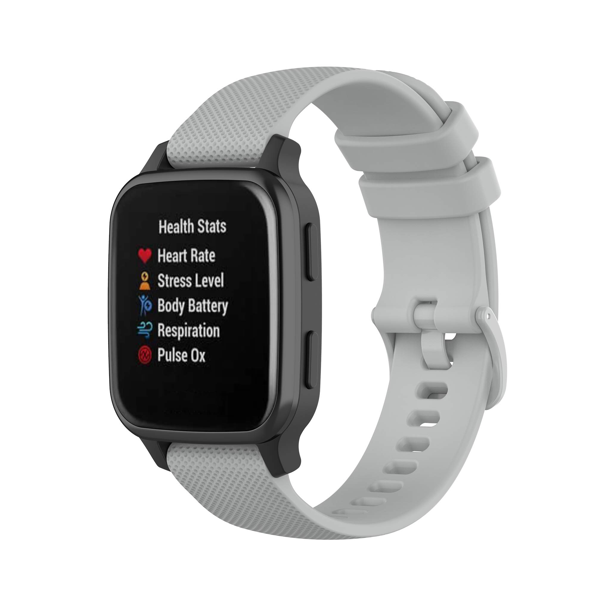 Chofit Silicone Bands Compatible with Garmin Venu Sq Music/Vivoactive 6 5 Strap, Soft Replacement Sport Wristband Bracelet Arm Band for Venu Sq Music/Venu Sq/Venu/Venu 2 Plus (Grey)