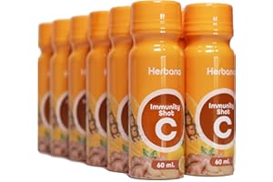HERBANA MANUFACTURING Immunity Shot Organic Ginger, Turmeric, Orange, Pineapple, Lemon - Cold Pressed Shots for All Natural Immune & Digestive Support 2 Oz, Pack of 12