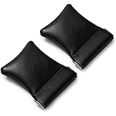 Woodten 2 Pack Black PU Leather Slim Ring Pouch Squeeze Jewelry Travel Bag | Durable stitching, multi-use for wedding rings, coins, earbuds &amp; tiny gadgets, ideal travel pouch &amp; men wedding favors
