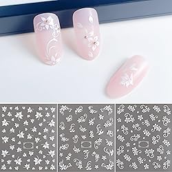 White Flower Nail Art Decal Stickers for Women