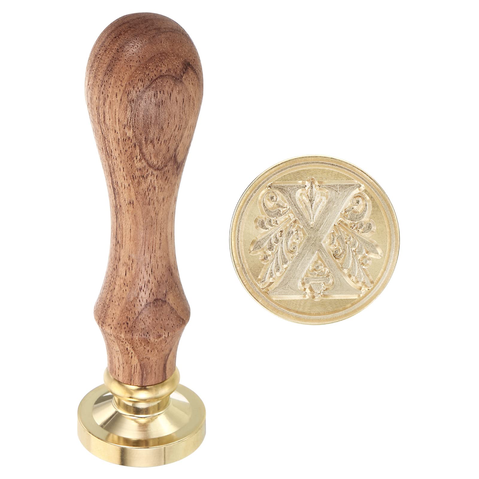 PATIKIL Alphabet x Wax Seal Stamp, Initial Letter Sealing Wax Stamp Classic Retro 25mm Removable Retro Brass Head Wooden Handle for Envelope Invitation Card Wedding Gift Decorations
