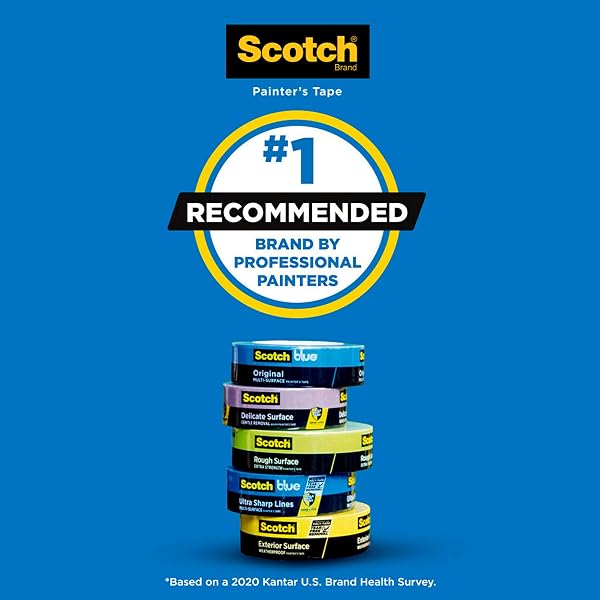 SCOTCHBLUE SHARP LINES PAINTER’S TAPE, 1.88 INCHES X 60 YARDS, 3 ROLLS, BLUE, PAINT TAPE PROTECTS SURFACES AND REMOVES EASILY, EDGE-LOCK PAINTING TAPE FOR INDOOR AND OUTDOOR USE