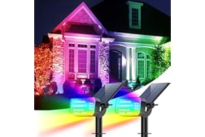 WENATY 49 LED Solar Spot Lights Outdoor Waterproof Color Changing, Solar Christmas Halloween Lights, [7 Modes/2 Pack] Flood Powered Spotlights for Yard Garden Pathway Landscape Tree Decorations