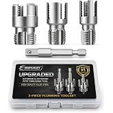 SEVKO PVC Pipe Threader Kit, 3-Piece, 1/2, 3/4 &amp; 1 in, Drill Compatible | Internal &amp; external PVC threading tool for plastic pipe; drill compatible for repair, installation and maintenance.